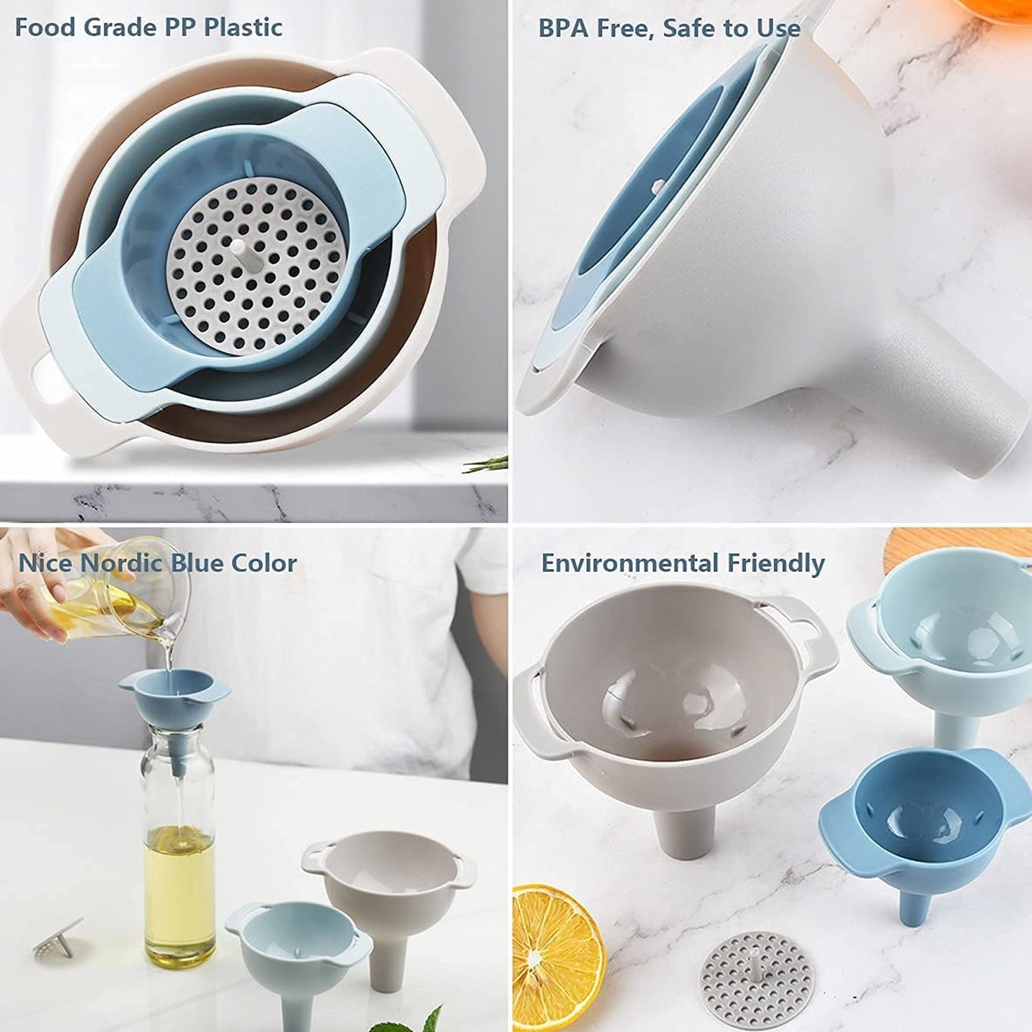 12007 3 in 1 Kitchen Funnel Set of 3, Funnel for Filling Bottle, Small Canning Funnel with Handle, Food Grade Plastic Funnel with Detachable Strainer Filter for Liquid, Dry Ingredients, and Powder 12007 3 in 1 Kitchen Funnel Set of 3, Funnel for Filling Bottle, Small Canning Funnel with Handle, Food Grade Plastic Funnel with Detachable Strainer Filter for Liquid, Dry Ingredients, and Powder